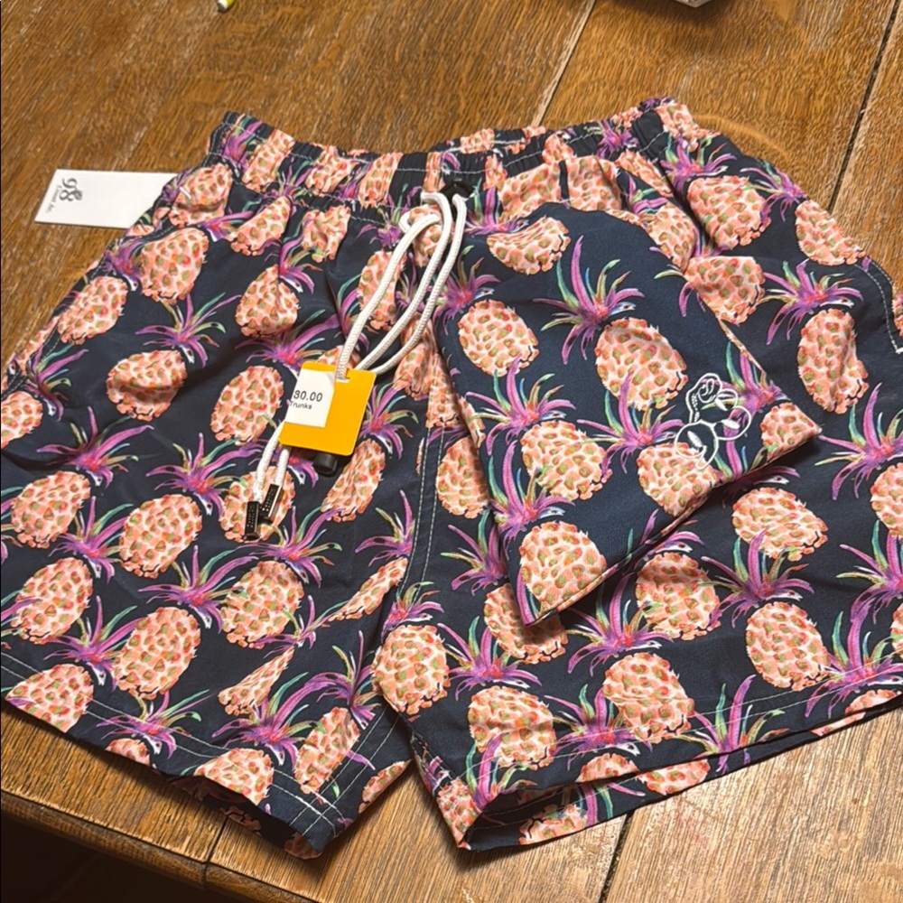 NWT 98 Coast Ave Pineapple Print Swim Shorts